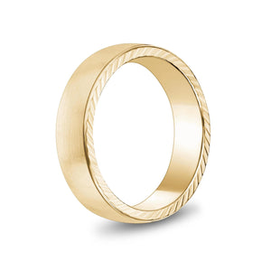 6mm Matte Flat Gold Steel Band Ring at Arman's Jewellers 