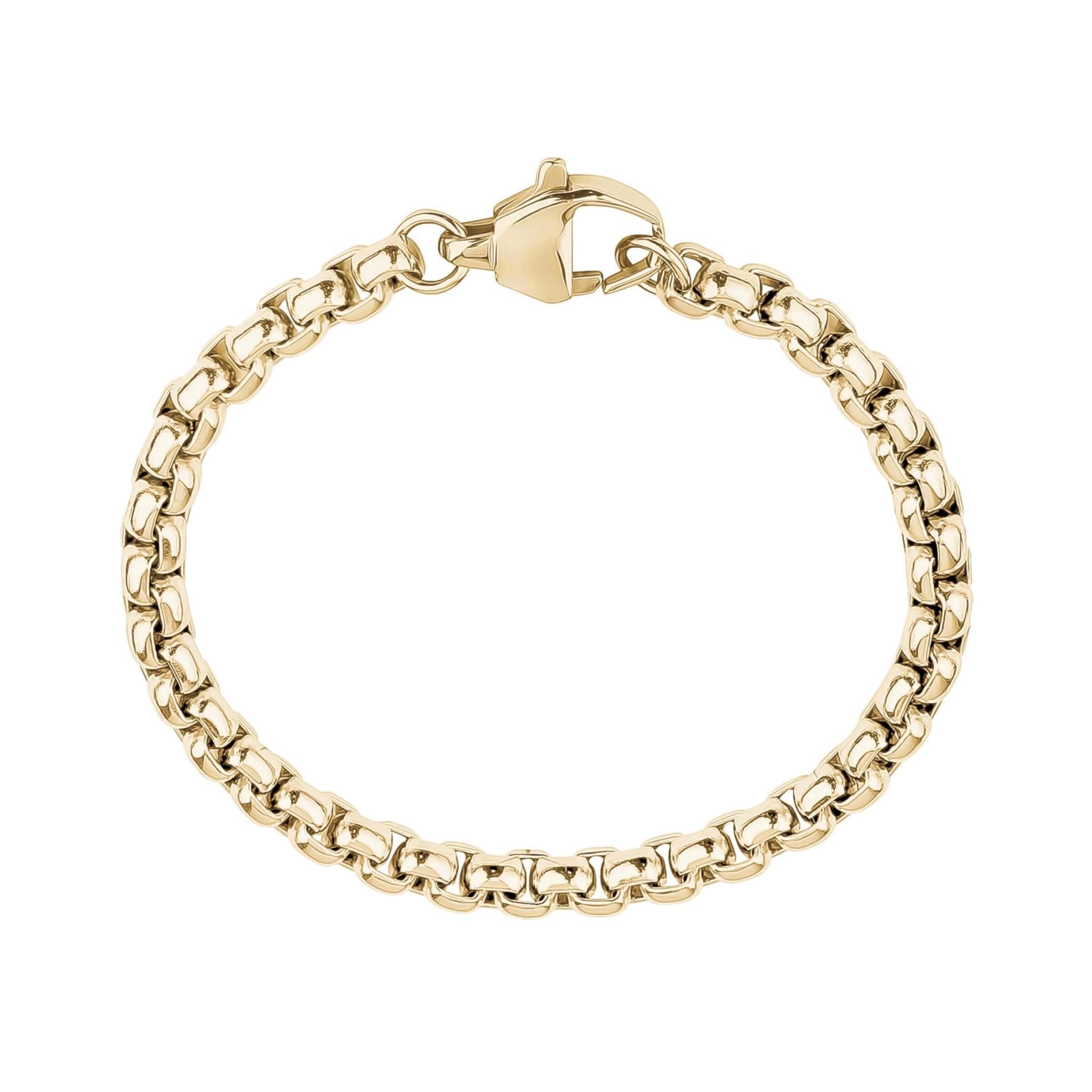 6mm Round Box Gold Steel Bracelet at Arman's Jewellers