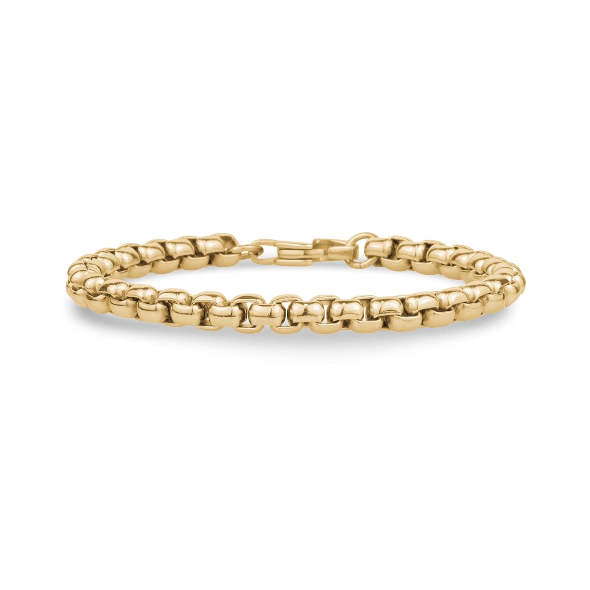 6mm Round Box Gold Steel Bracelet at Arman's Jewellers