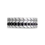 7mm Black Stone Detailed Steel Band Ring at Arman's Jewellers Kitchener