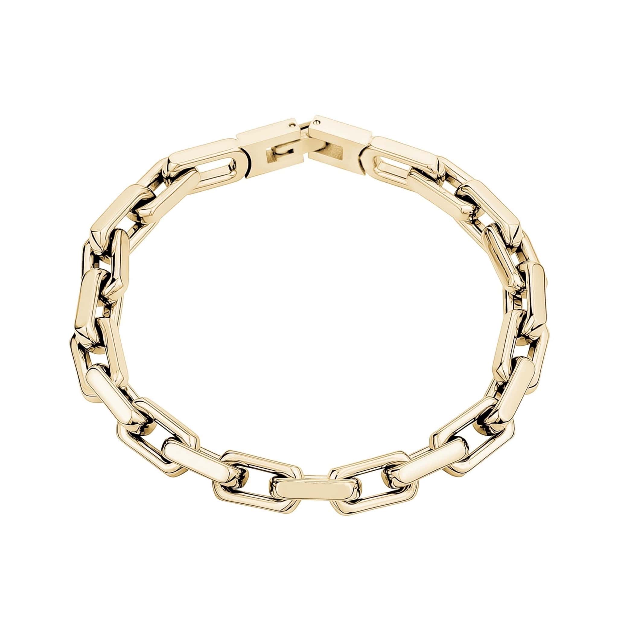 7mm Stainless Steel Gold Oval Link Bracelet at Arman's Jewellers