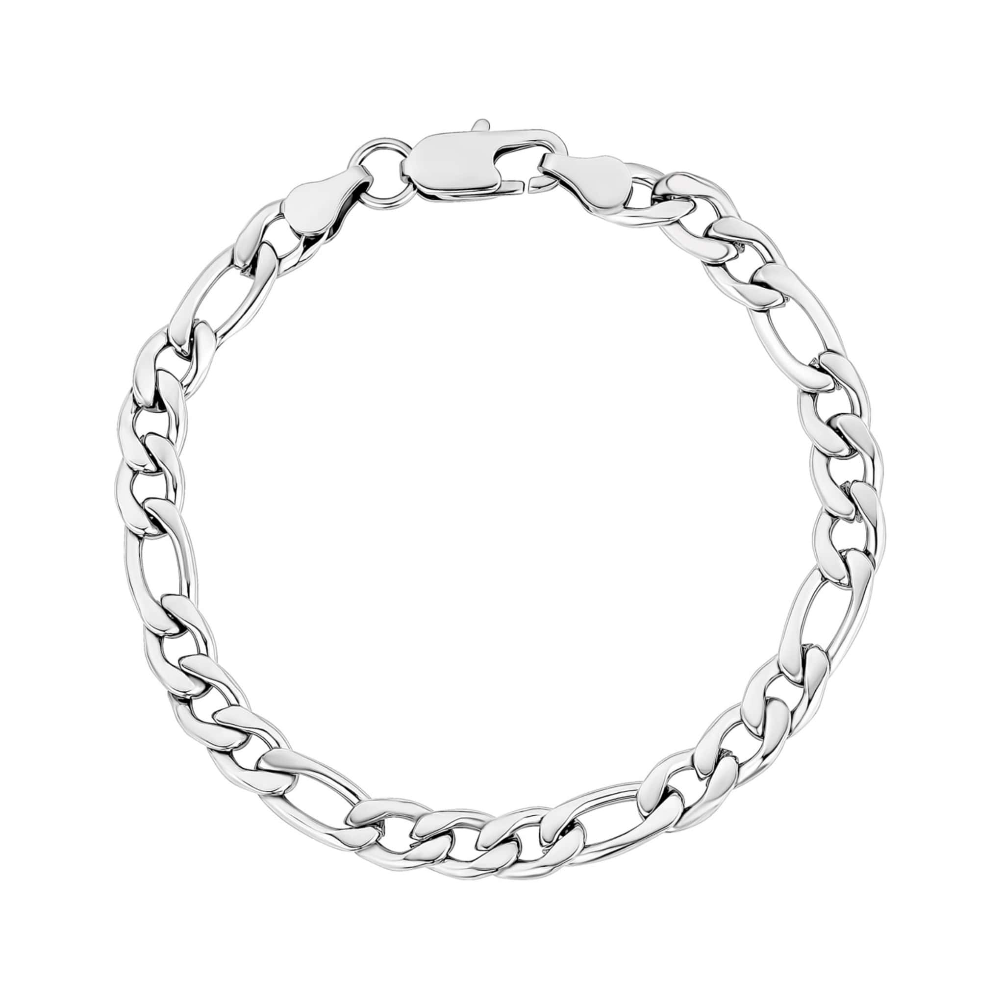 7mm Steel Figaro Link Bracelet at Arman's Jewellers