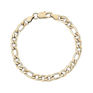 7mm Steel Gold Figaro Link Bracelet at Arman's Jewellers