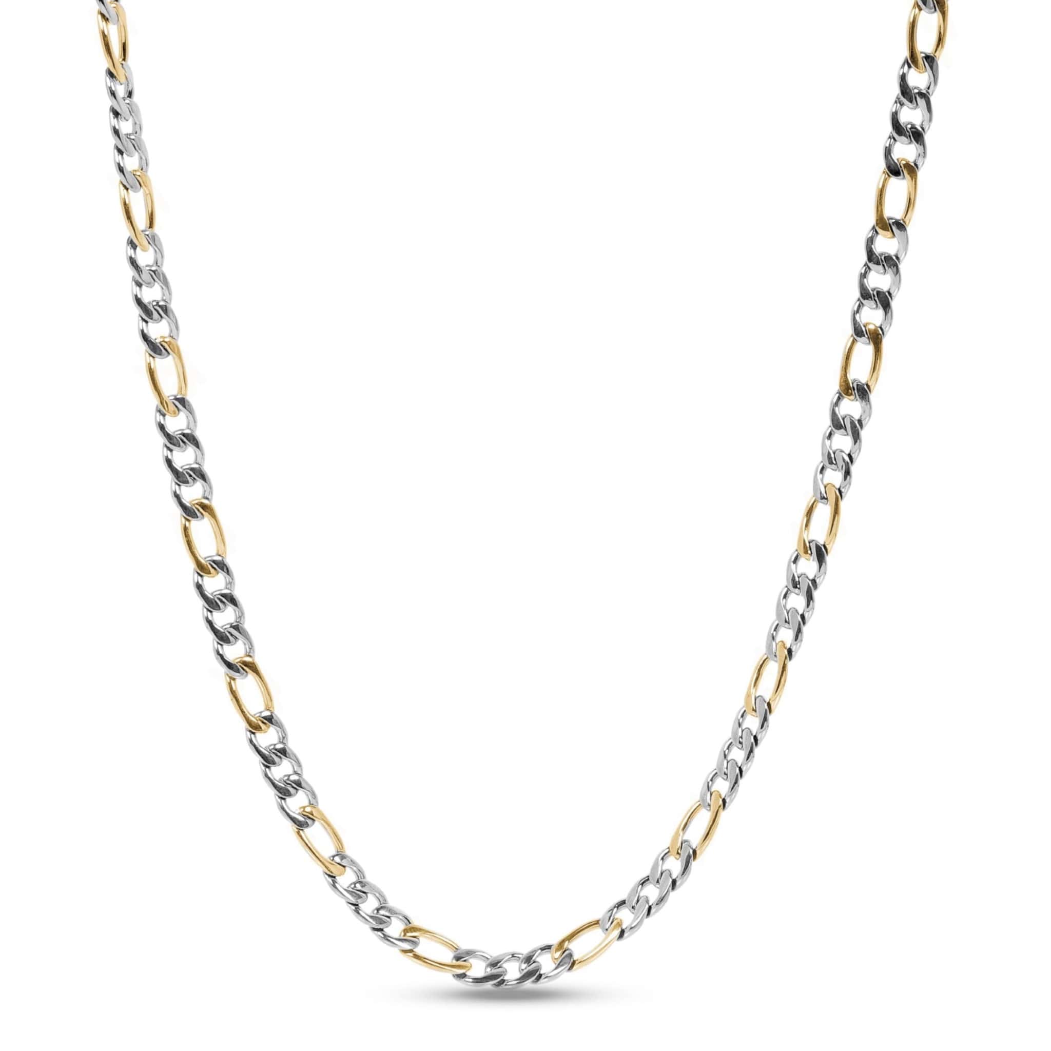 7mm Two-Tone Stainless Steel Figaro Link Chain Necklace at Arman's Jewellers