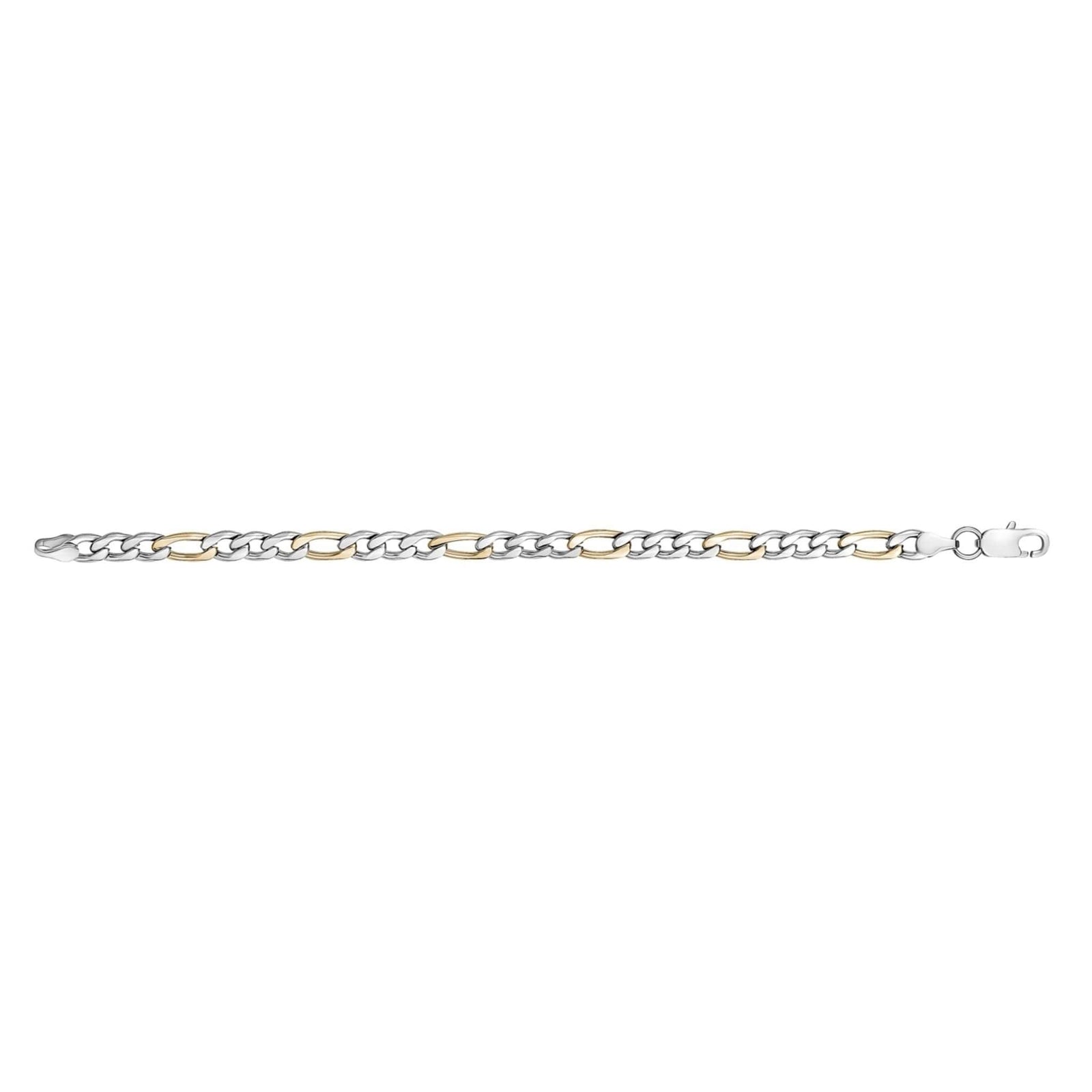 7mm Two-Tone Steel Figaro Link Bracelet at Arman's Jewellers