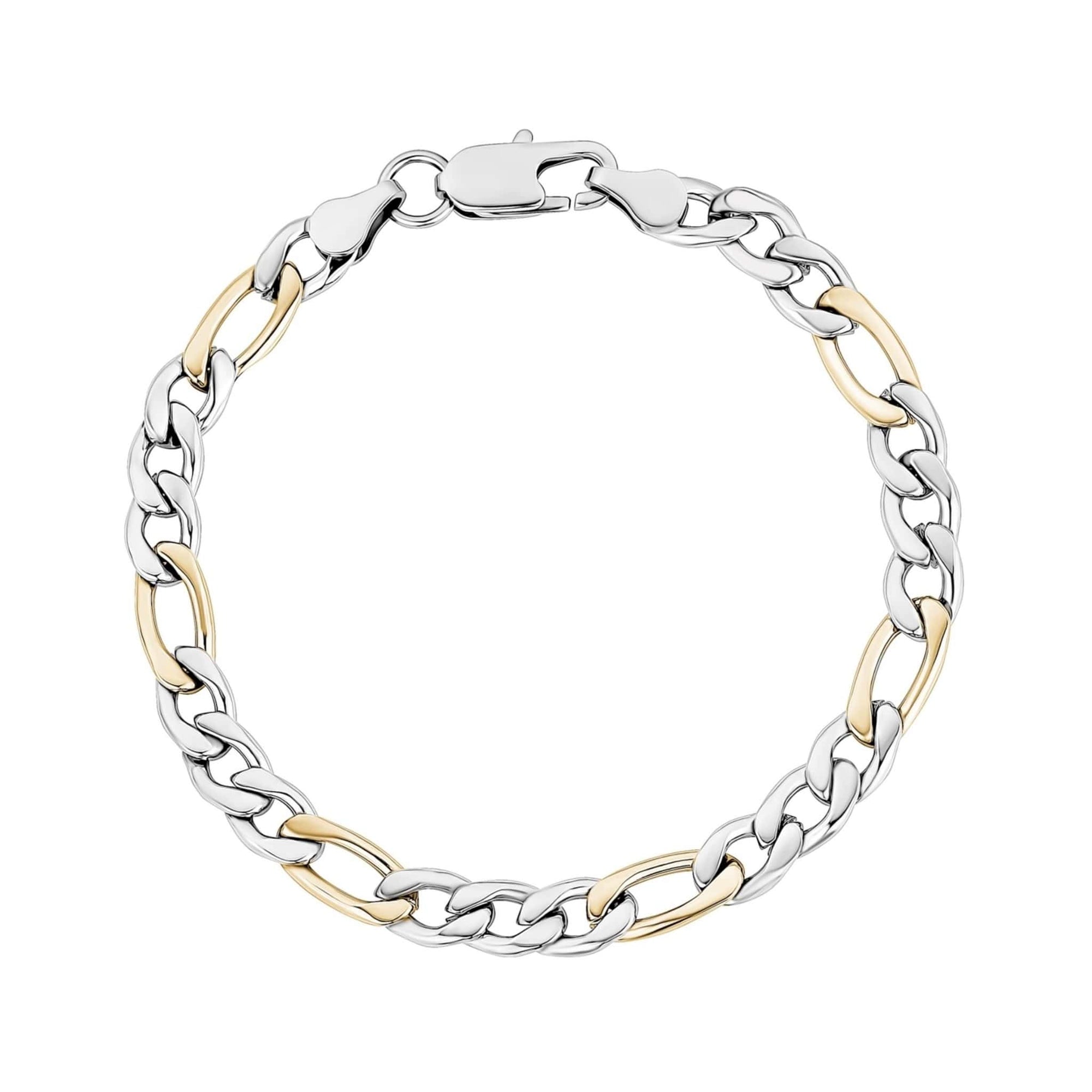 7mm Two-Tone Steel Figaro Link Bracelet at Arman's Jewellers