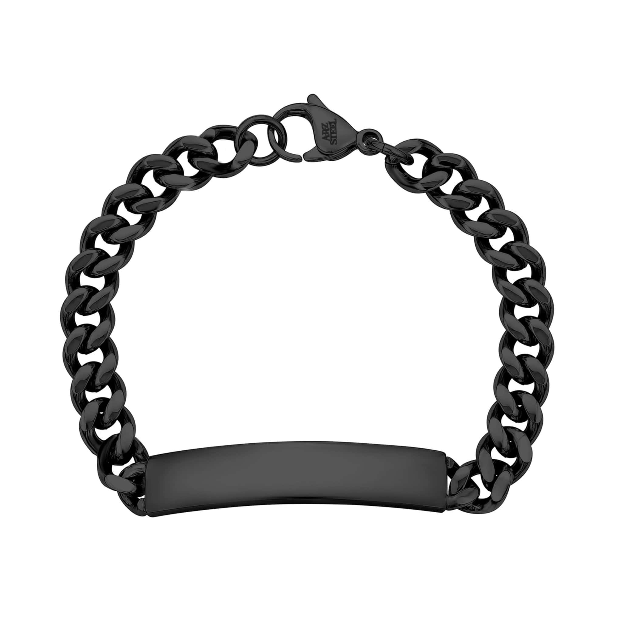 8mm Black Steel Cuban Link ID Bracelet at Arman's Jewellers