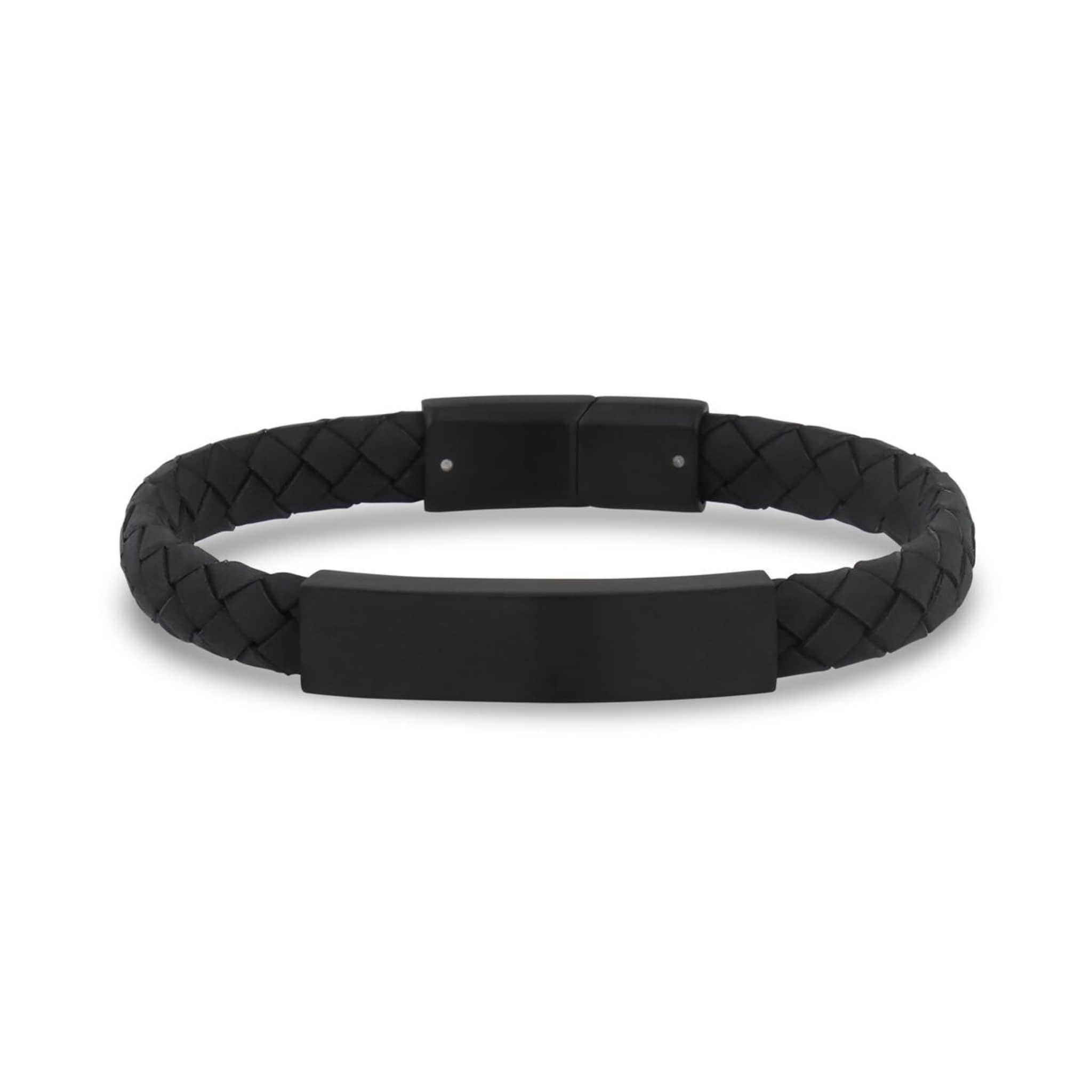 8mm Flat Leather Black ID Bracelet at Arman's Jewellers Kitchener