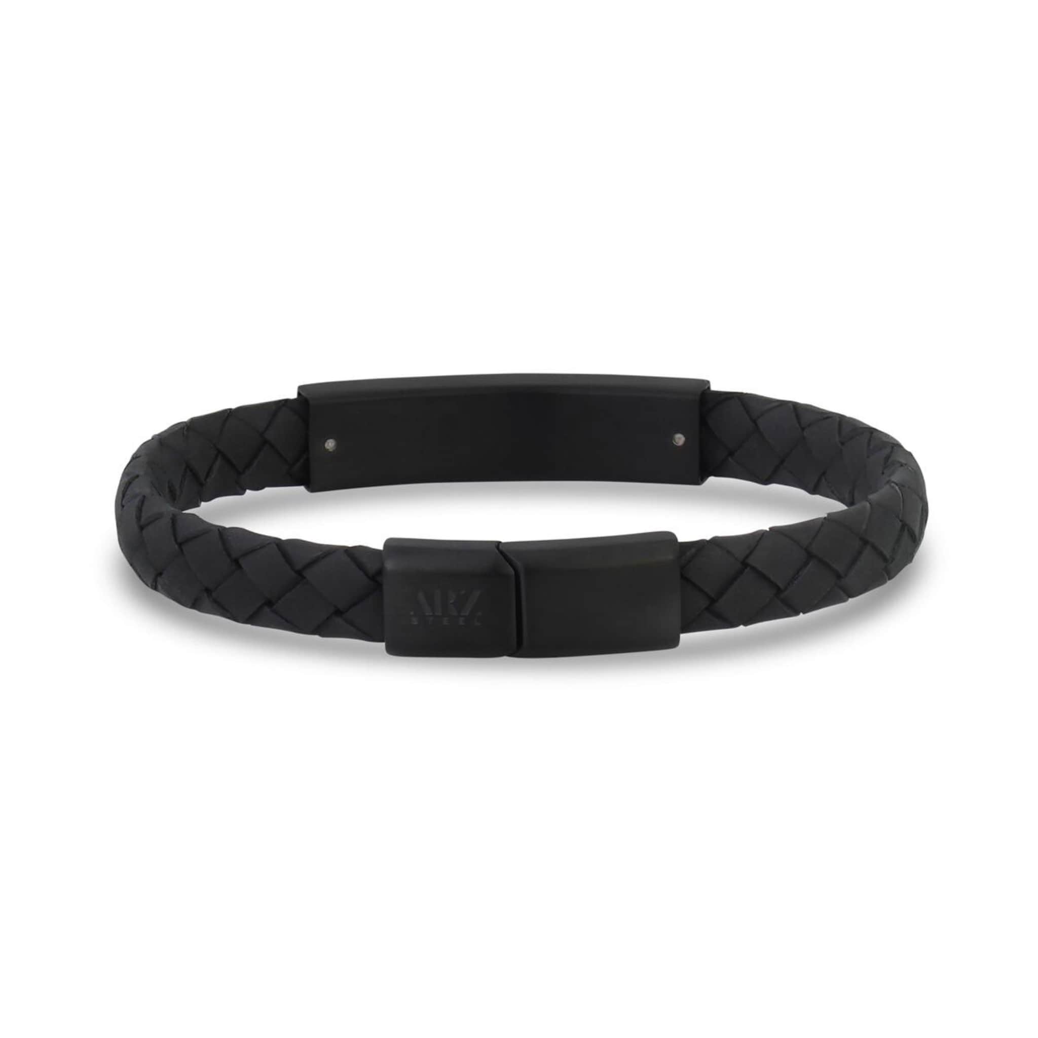 8mm Flat Leather Black ID Bracelet at Arman's Jewellers Kitchener