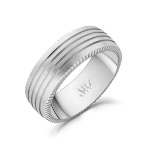8mm Four Lined Matte Steel Band Ring at Arman's Jewellers