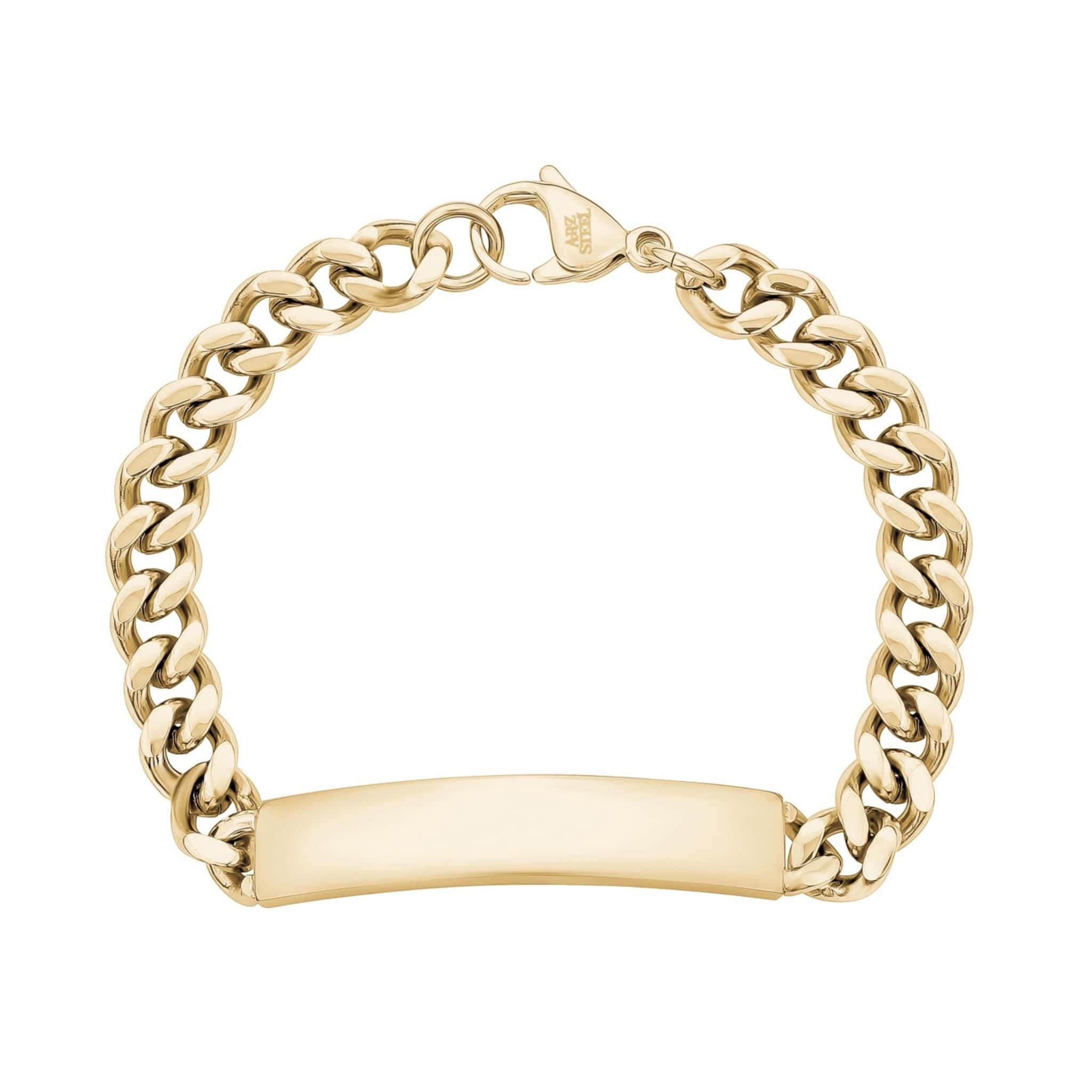 8mm Gold Steel Cuban Link ID Bracelet at Arman's Jewellers