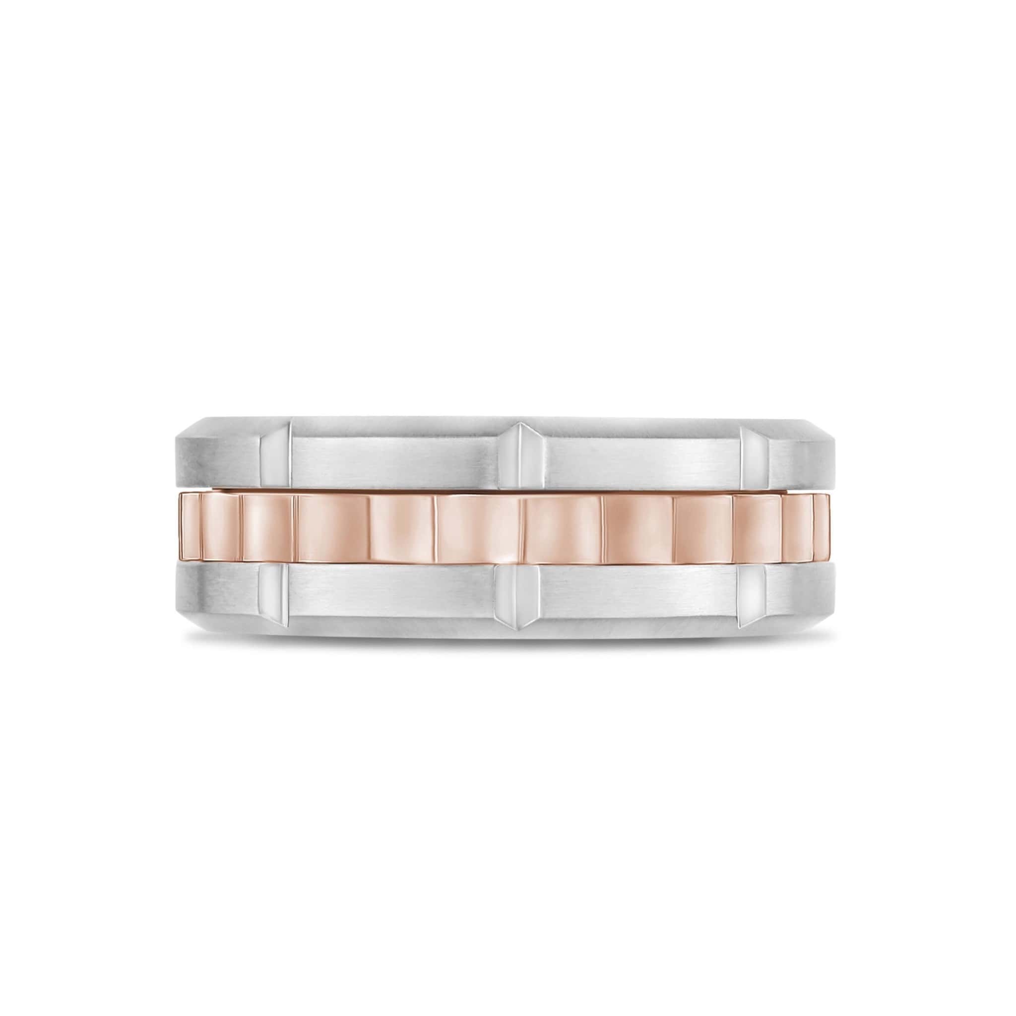 8mm Rose Gold Steel Spinner Band Ring at Arman's Jewellers