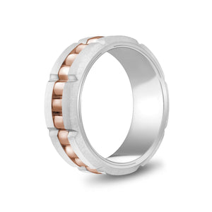 8mm Rose Gold Steel Spinner Band Ring at Arman's Jewellers