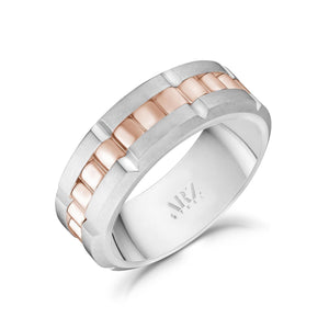 8mm Rose Gold Steel Spinner Band Ring at Arman's Jewellers