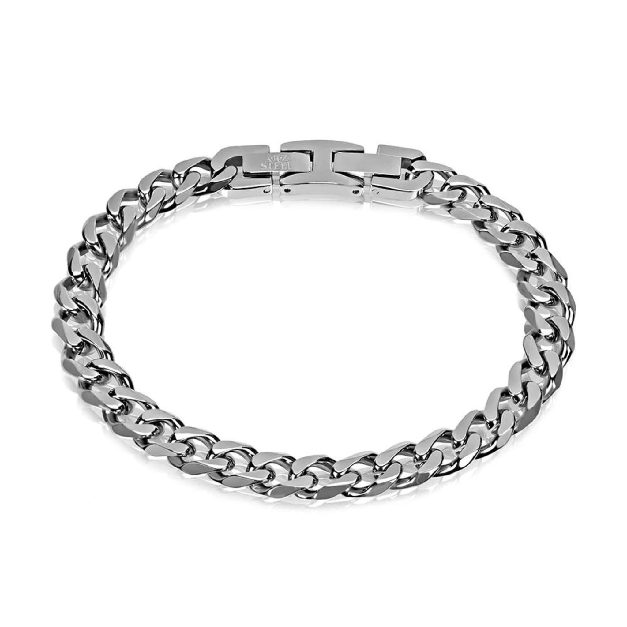 Men's 8mm Stainless Steel Cuban Link Bracelet at Arman's Jewellers 