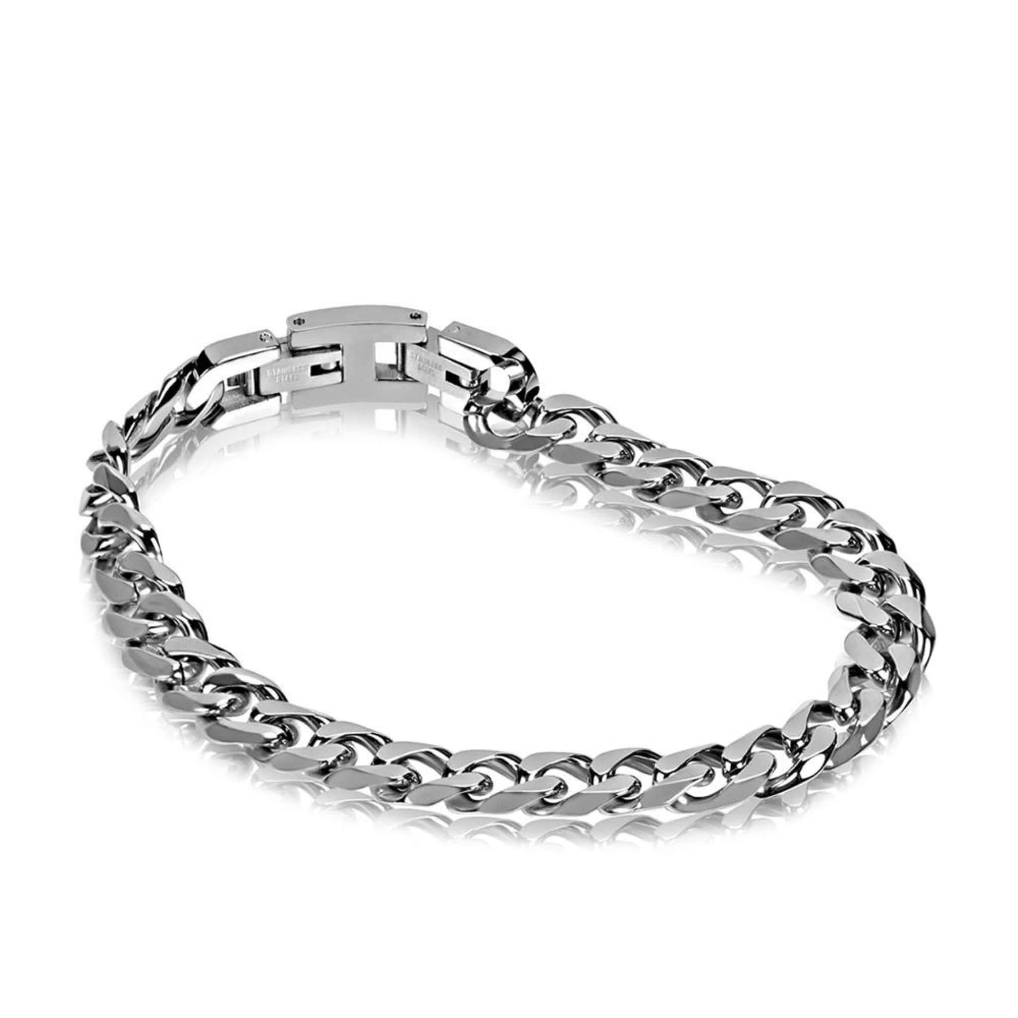 Men's 8mm Stainless Steel Cuban Link Bracelet at Arman's Jewellers 