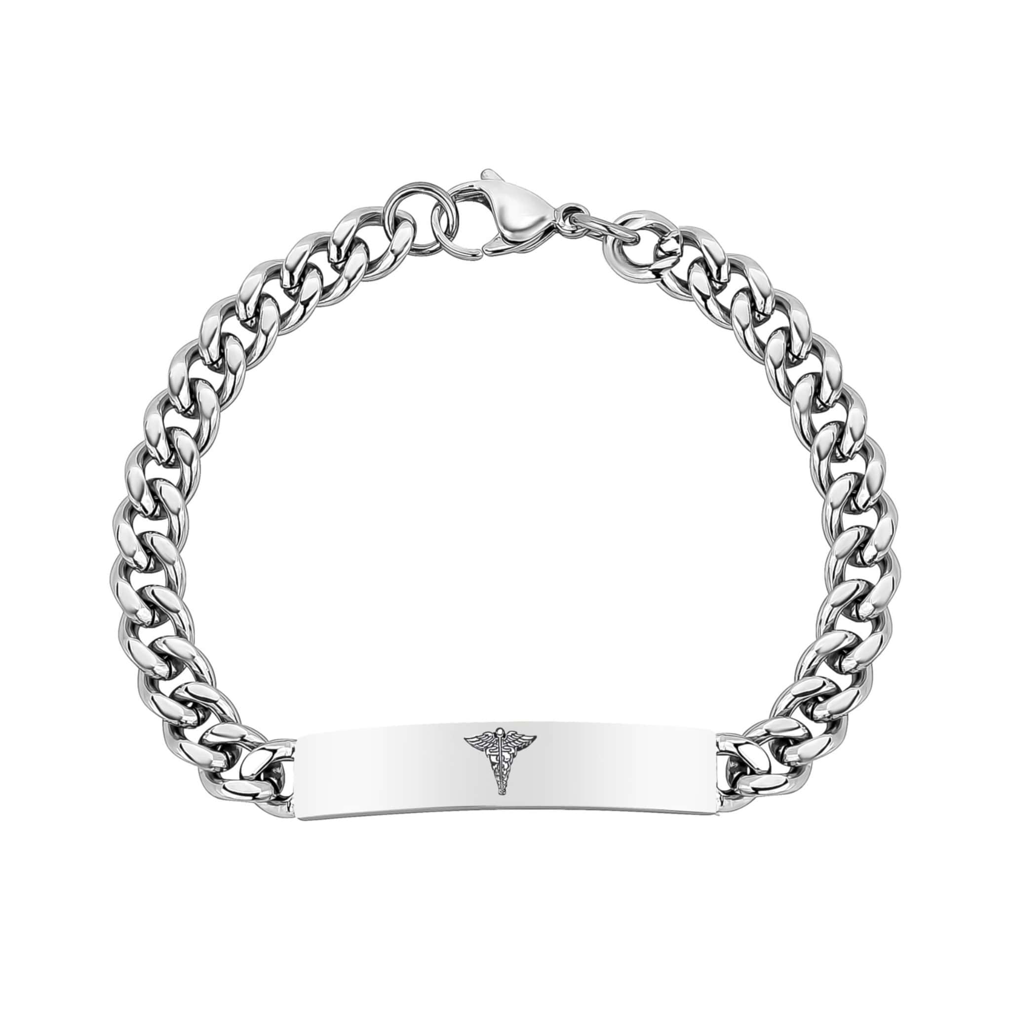 8mm Steel Curb Link Medical ID Bracelet at Arman's Jewellers