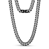 8mm Stainless Steel Two Tone Black Cuban Link Chain Necklace at Arman's Jewellers