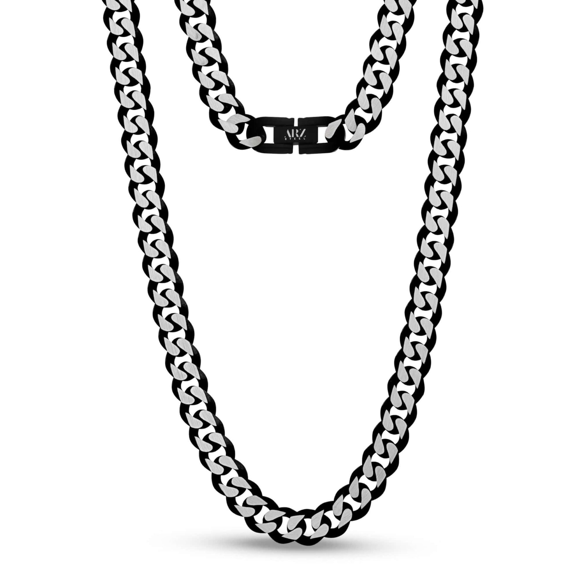 8mm Stainless Steel Two Tone Gold Cuban Link Chain Necklace at Arman's Jewellers