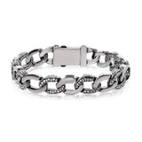 Detailed Oval Linked Steel Bracelet