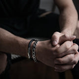 Detailed Oval Linked Steel Bracelet