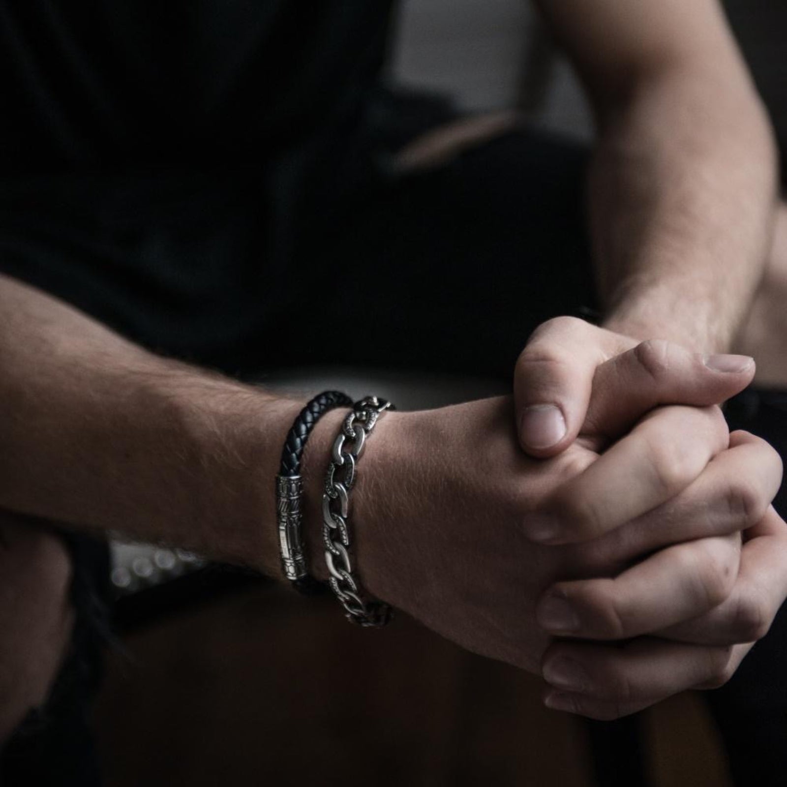 Detailed Oval Linked Steel Bracelet