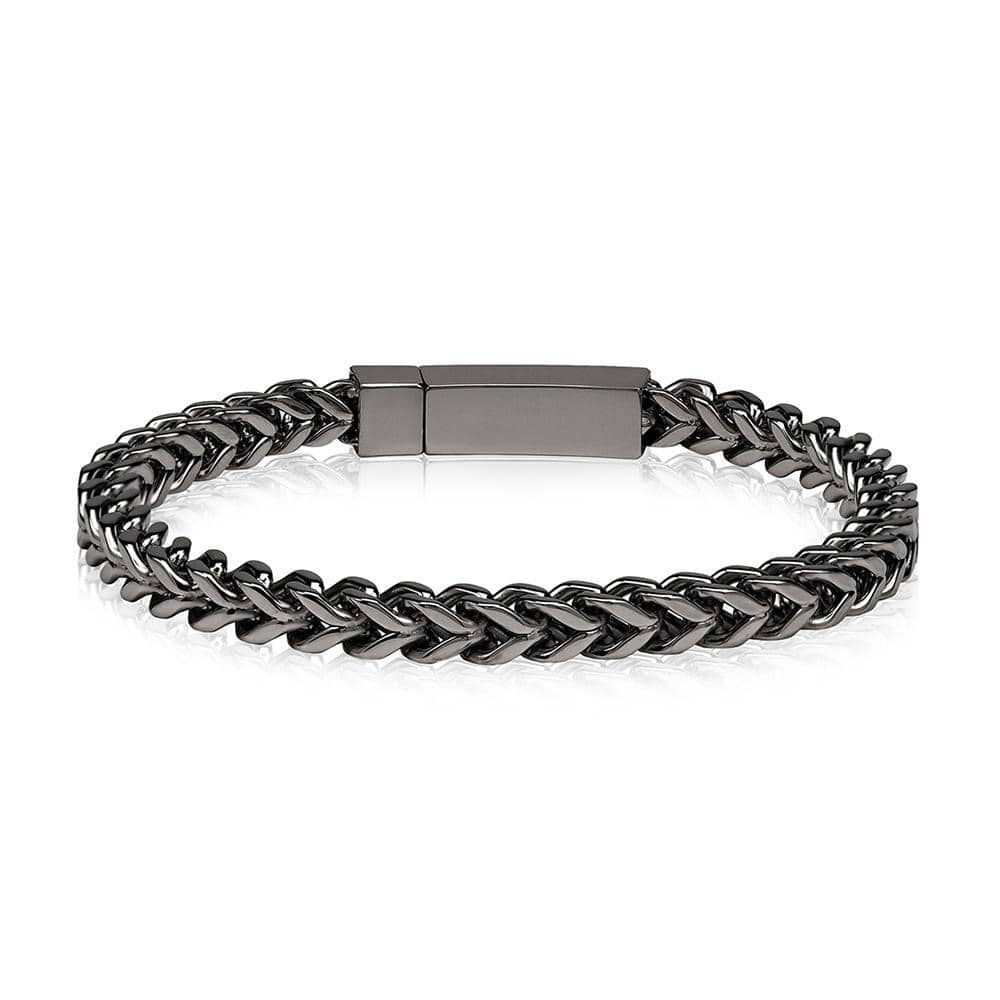 Men's Gun Metal Steel Franco Link Bracelet at Arman's Jewellers Kitchener