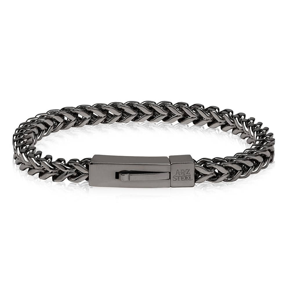 Men's Gun Metal Steel Franco Link Bracelet at Arman's Jewellers Kitchener