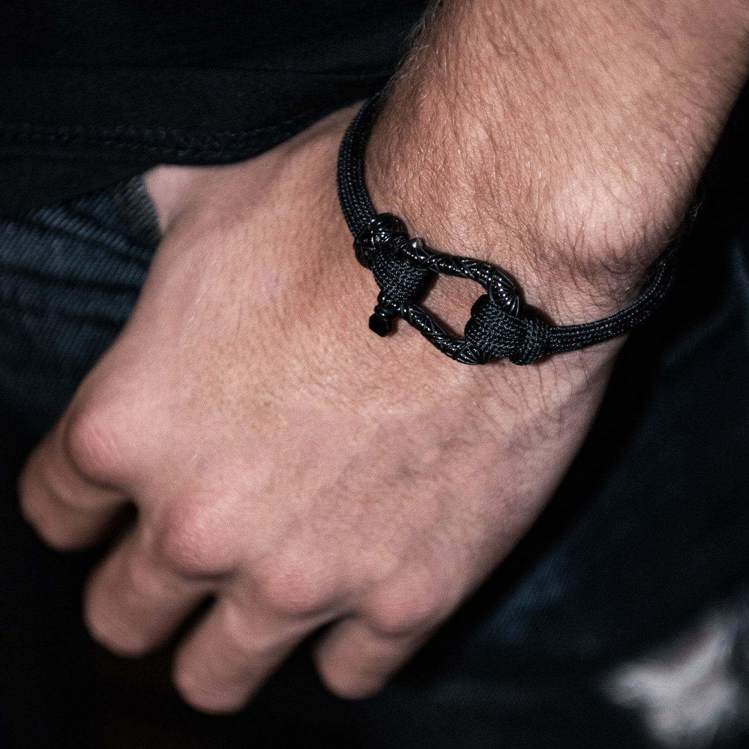 Men's Black Cord Black U Lock Bracelet at Arman's Jewellers Kitchener
