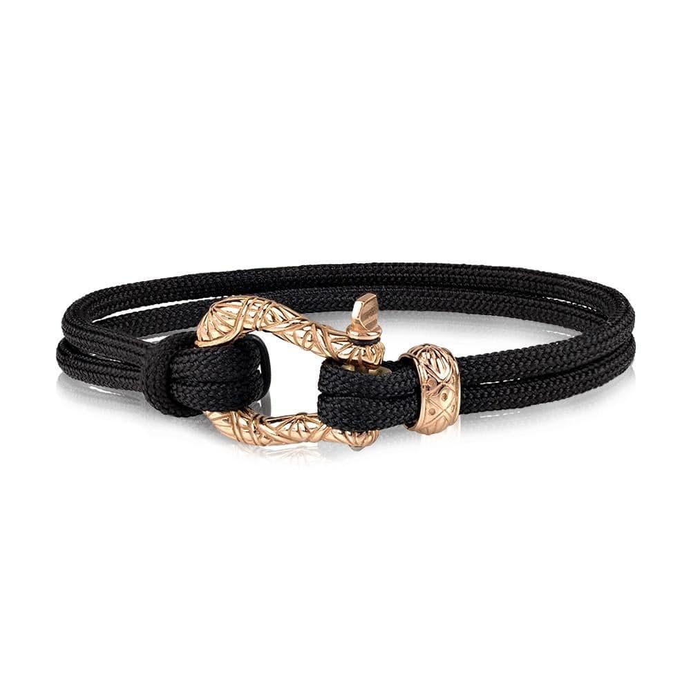 Men's Black Cord Rose Gold U Lock Bracelet at Arman's Jewellers Kitchener