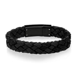 Men's Black on Black Braided Italian Leather Bracelet at Arman's Jewellers Kitchener