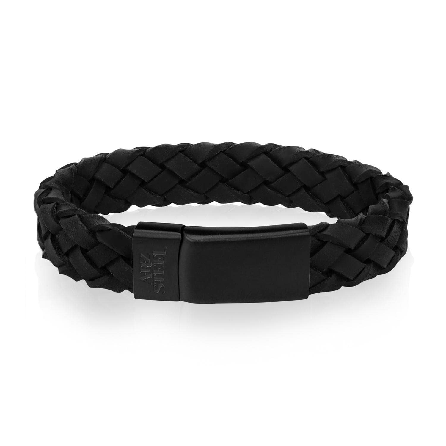 Men's Black on Black Braided Italian Leather Bracelet at Arman's Jewellers Kitchener