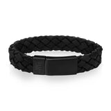 Men's Black on Black Braided Italian Leather Bracelet at Arman's Jewellers Kitchener