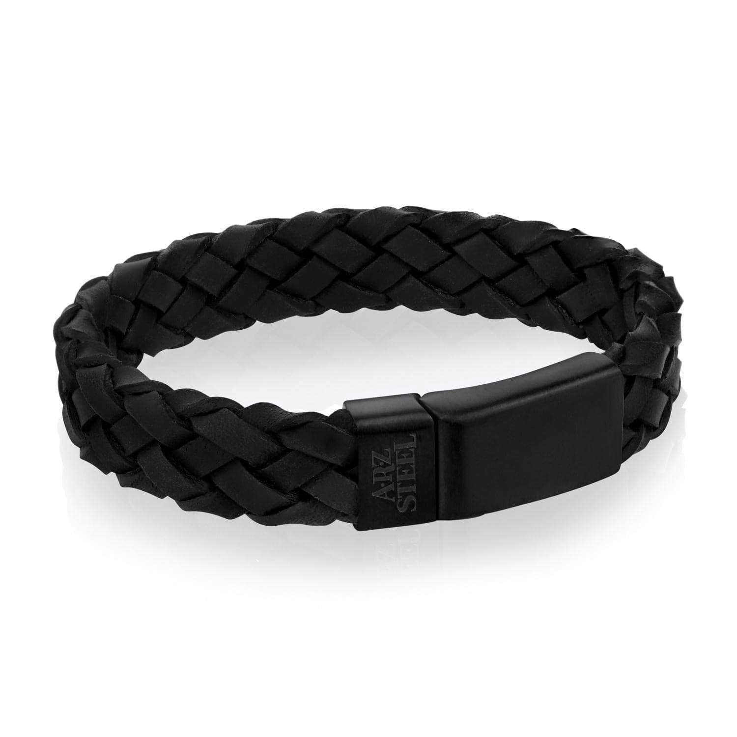 Black Leather & Stainless Steel Icon Bracelet | In stock! | Lucleon