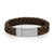 Men's Dark Brown Braided Italian Leather Steel Clasp Bracelet at Arman's Jewellers Kitchener