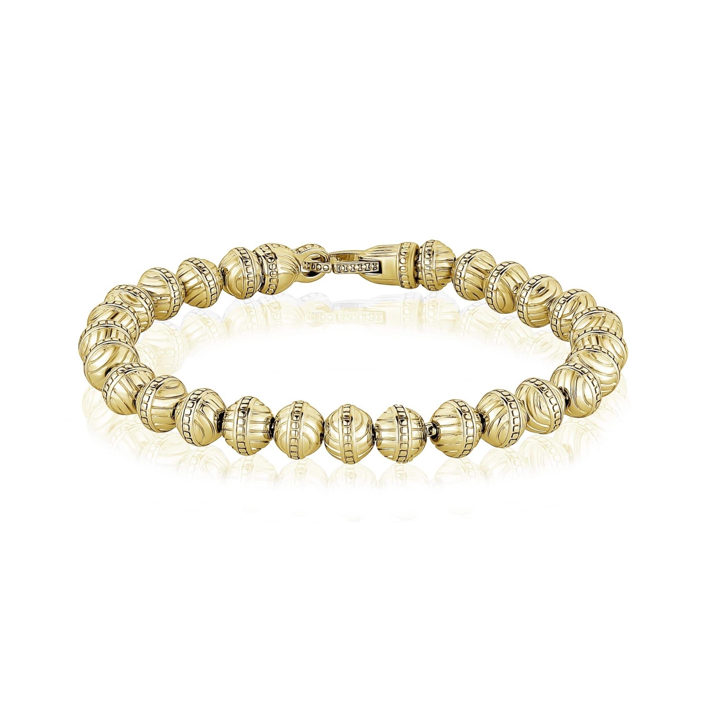 6mm Steel Designed Bead Bracelet