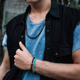 Men's 6mm Stainless Steel Black Franco Link Chain Necklace at Arman's Jewellers Kitchener