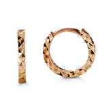 Bella Baby 10K Rose Gold Diamond Cut Huggie Hoop Earrings at Arman's Jewellers Kitchener