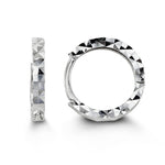 Bella Baby 10K White Gold Diamond Cut Huggie Hoop Earrings at Arman's Jewellers Kitchener