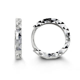 Bella Baby 10K White Gold Diamond Cut Huggie Hoop Earrings at Arman's Jewellers Kitchener