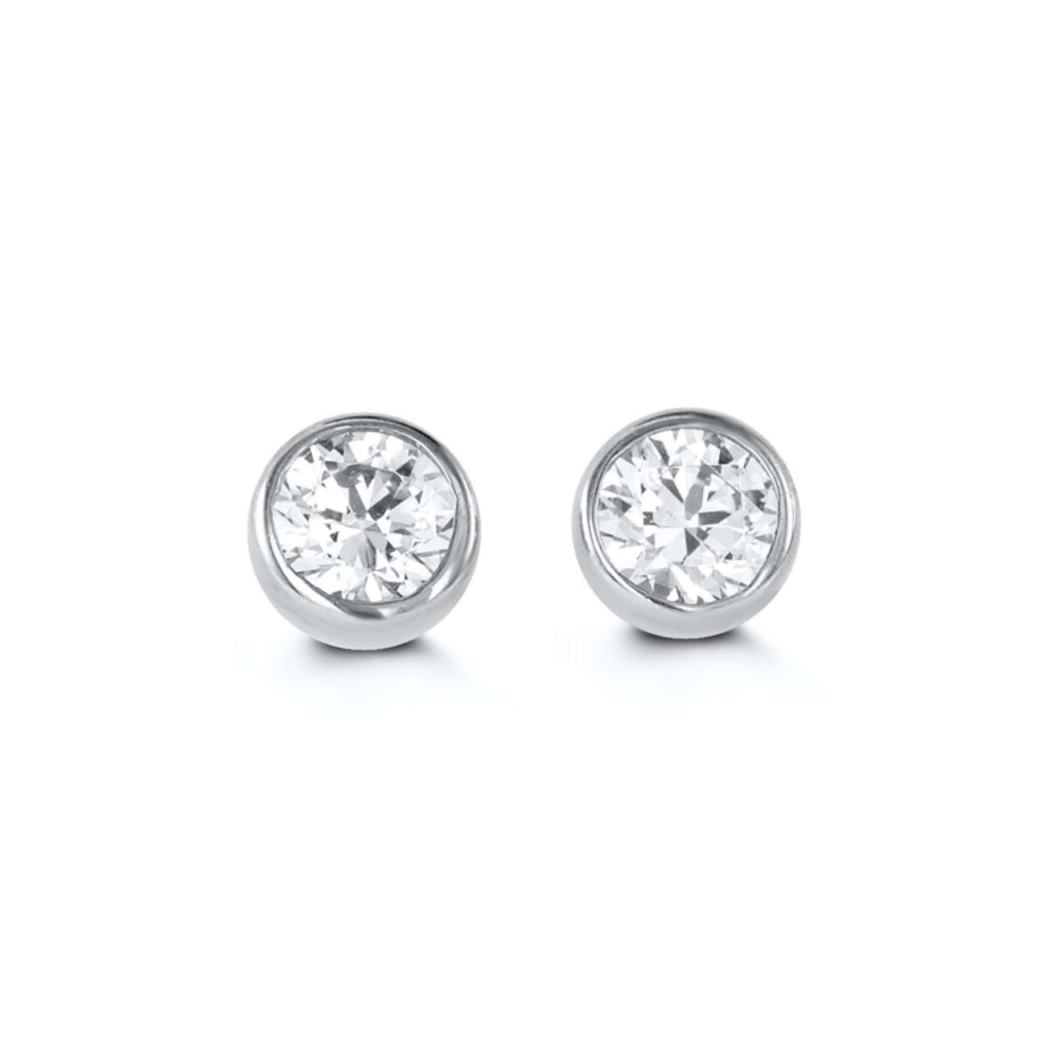 Bella Baby 14K White Gold CZ Bezel Stud Earrings at Arman's Jewellers