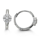 Bella Baby 14K White Gold CZ Flower Huggies Earrings at Armans Jewellers Kitchener