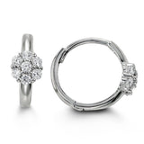 Bella Baby 14K White Gold CZ Flower Huggies Earrings at Armans Jewellers Kitchener