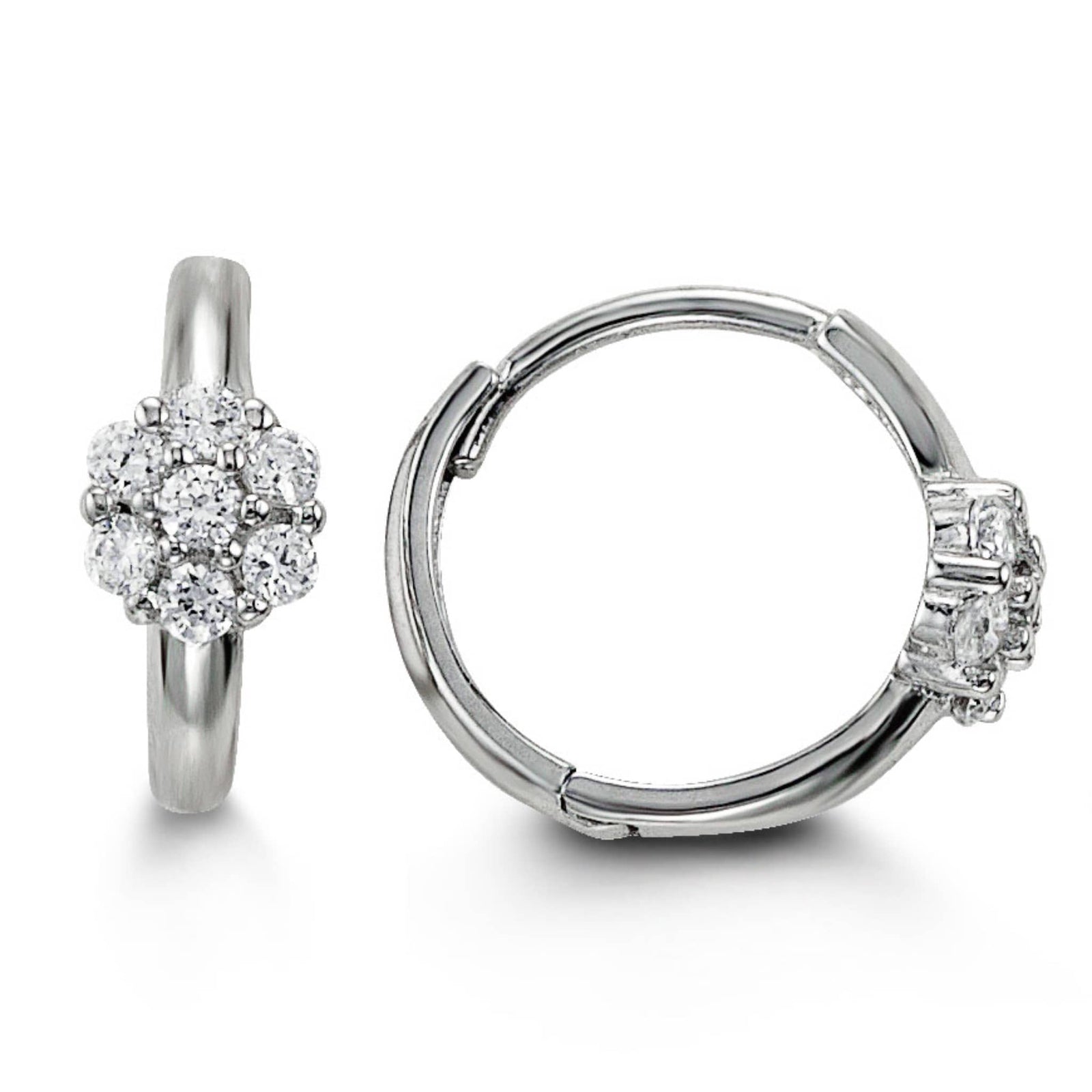 Bella Baby 14K Yellow Gold CZ Flower Huggies Earrings at Armans Jewellers Kitchener