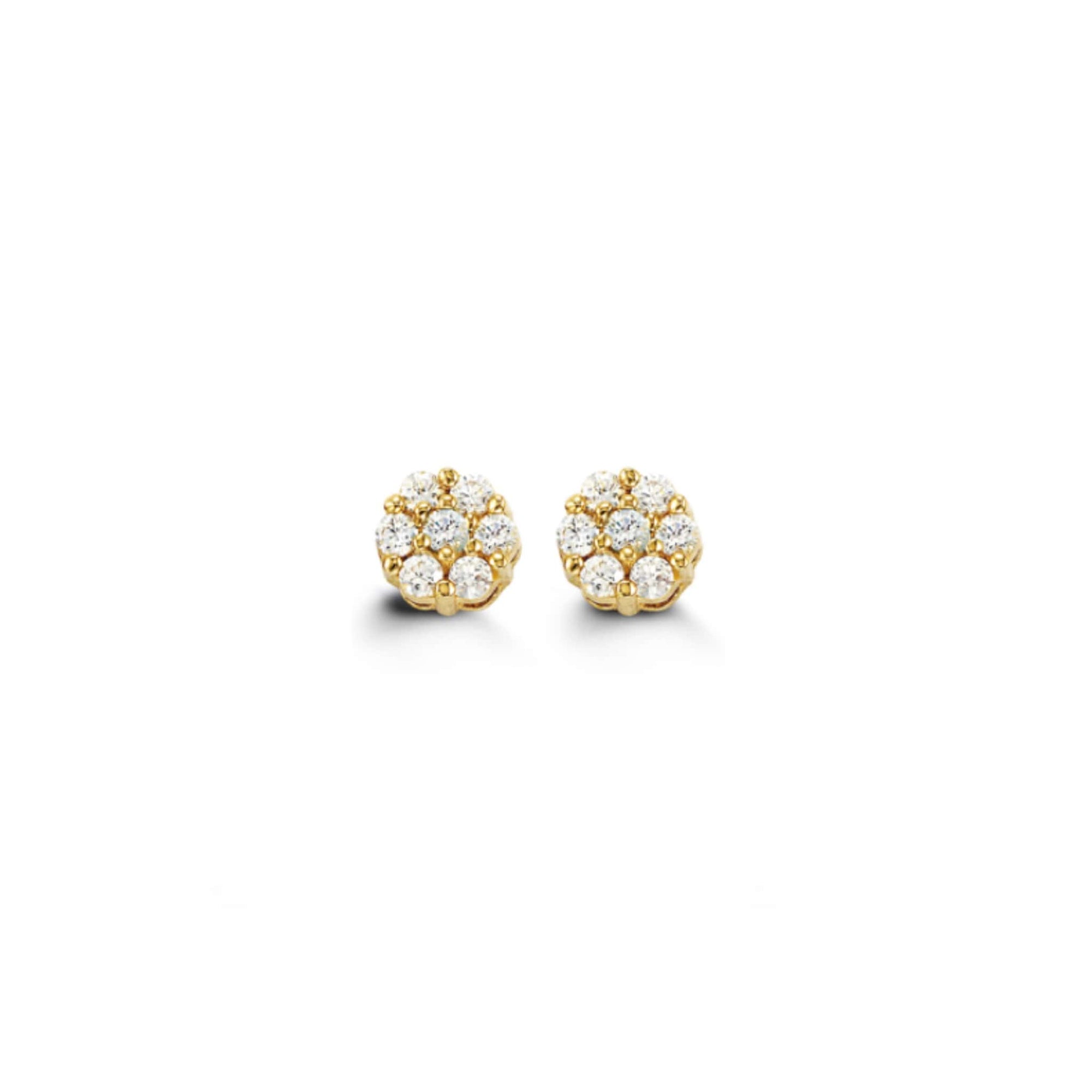 Bella Baby 14K Yellow Gold Blue CZ Flower Stud Earrings at Arman's Jewellers 