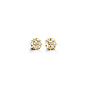 Bella Baby 14K Yellow Gold CZ Flower Stud Earrings at Arman's Jewellers 