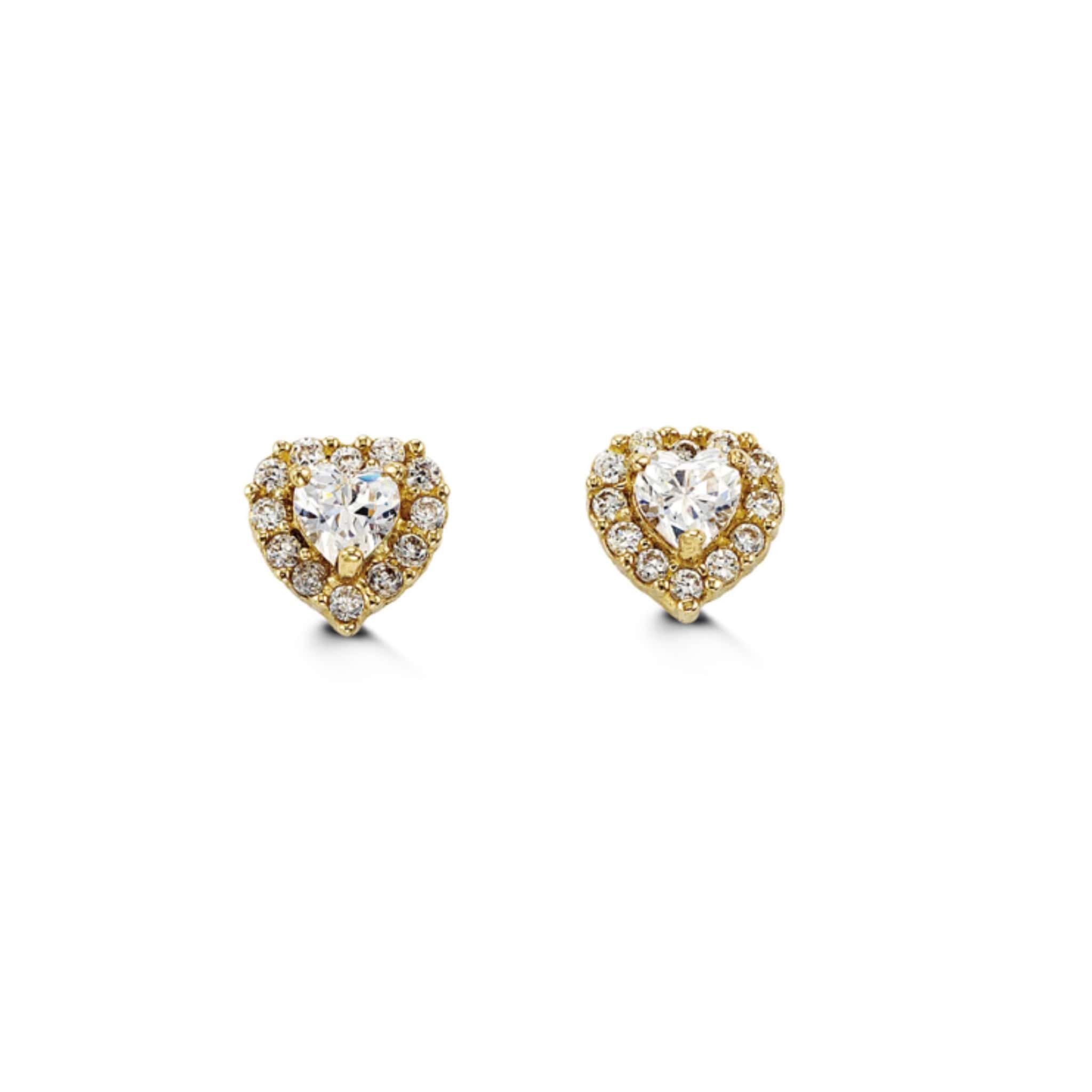 Bella Baby 14K Yellow Gold CZ Heart Stud Earrings at Arman's Jewellers 