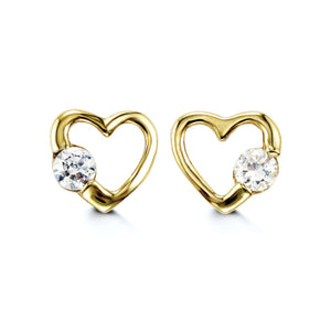 Bella Baby 14K Yellow Gold CZ Heart Stud Earrings at Arman,s Jewllers Kitchener