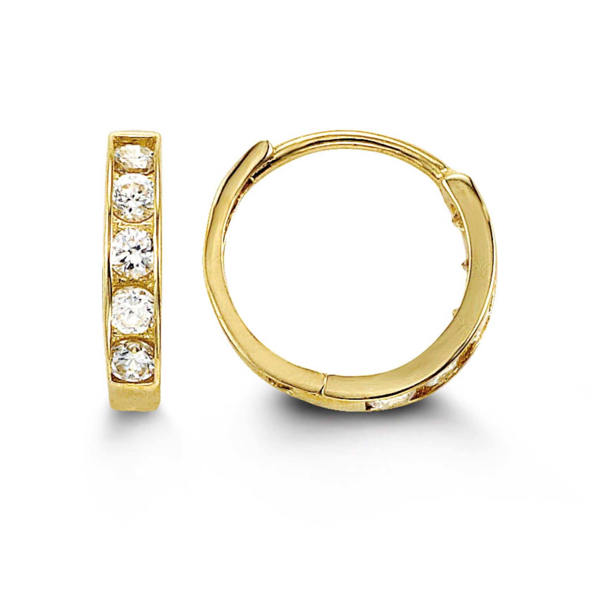 Bella Baby 14K Yellow Gold CZ Huggie Earrings at Arman's Jewellers Kitchener