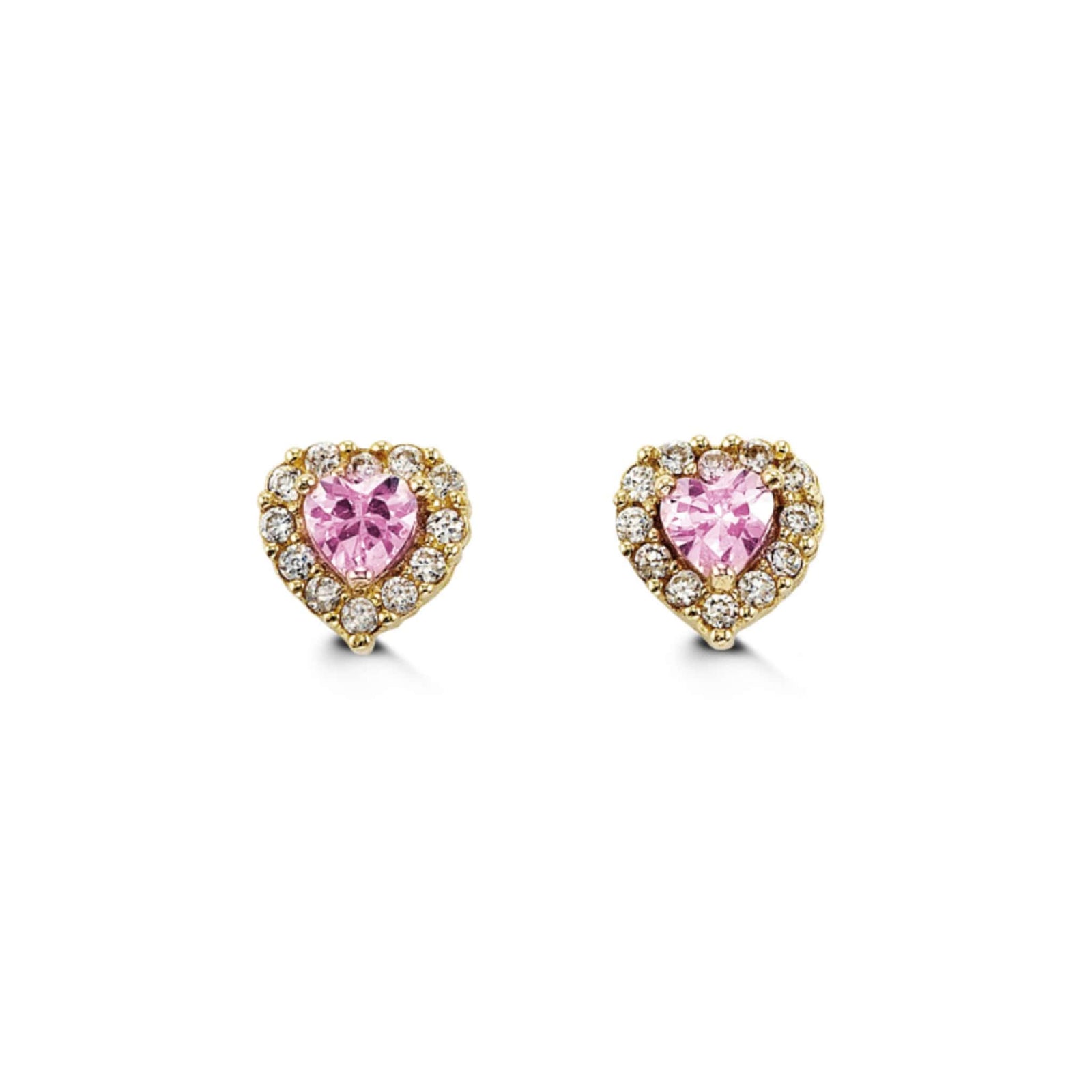 Bella Baby 14K Yellow Gold Purple CZ Heart Stud Earrings at Arman's Jewellers 